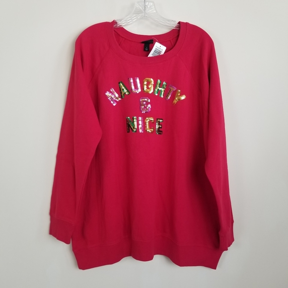Torrid Naughty & Nice Cozy Sweatshirt Size 1X 14-16 NWT - Picture 1 of 6